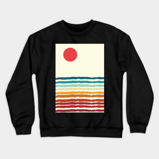 Abstract Minimalist Retro Sea Shore Sunset Beach Landscape Graphic Illustration Crewneck Sweatshirt